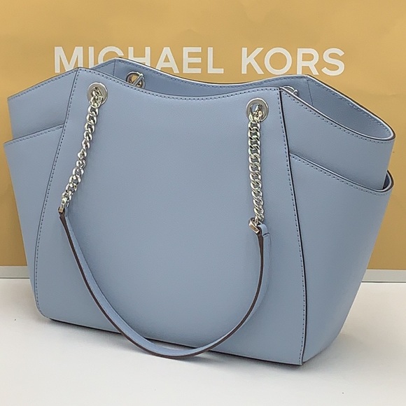 MICHAEL KORS LARGE CHAIN SHOULDER TOTE PALE BLUE COLOR - Picture 16 of 16